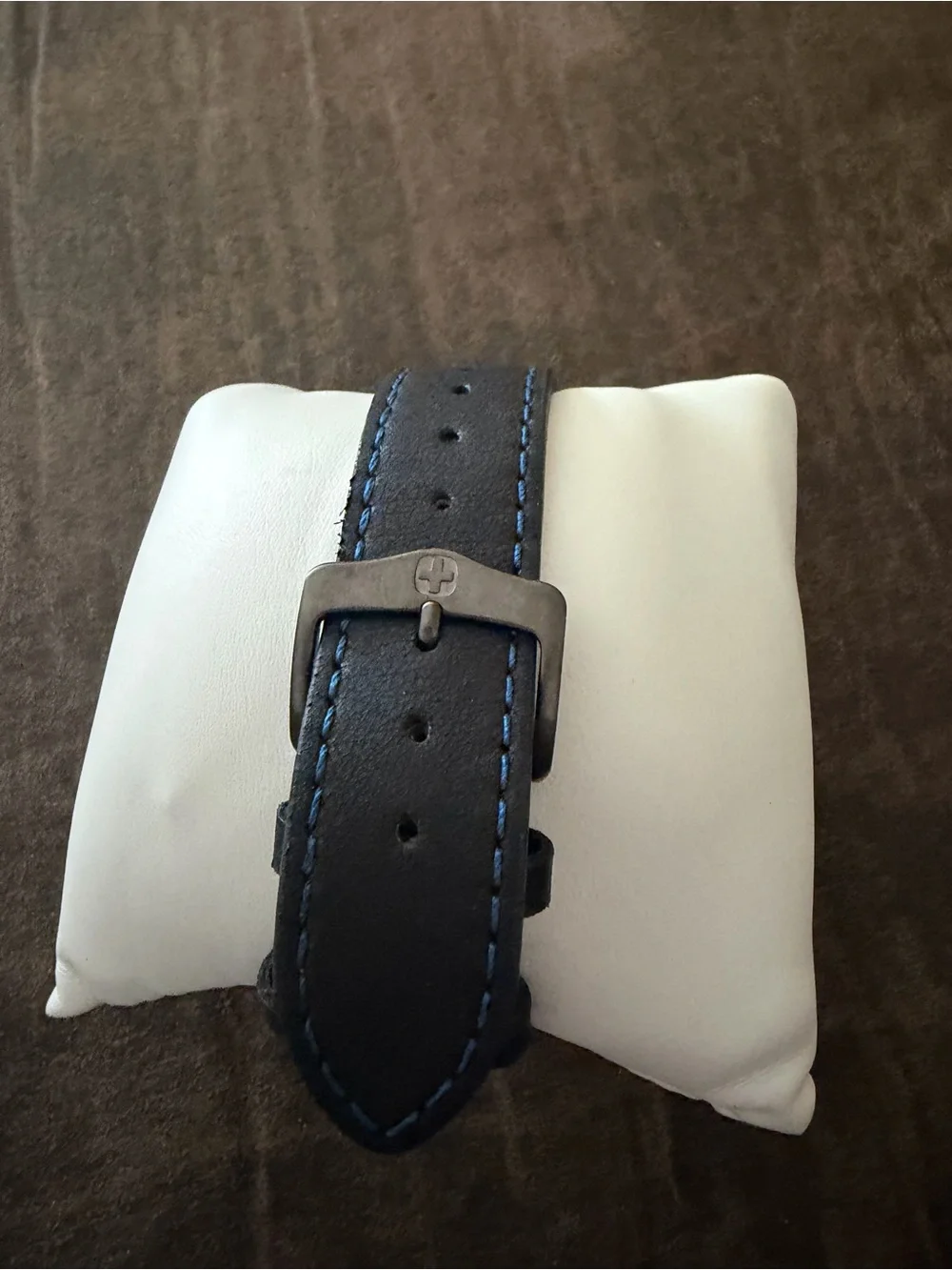 Wenger Black Watch with Blue Accents and Leather Strap